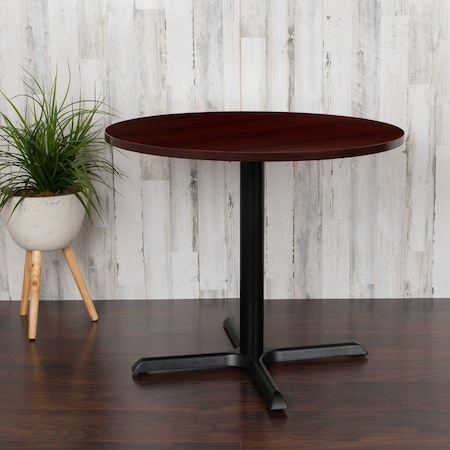 Flash Furniture Round 35.5" W, 35.5" L, 30" H, Laminate Top, Red GC-M-BLK-15-MHG-GG